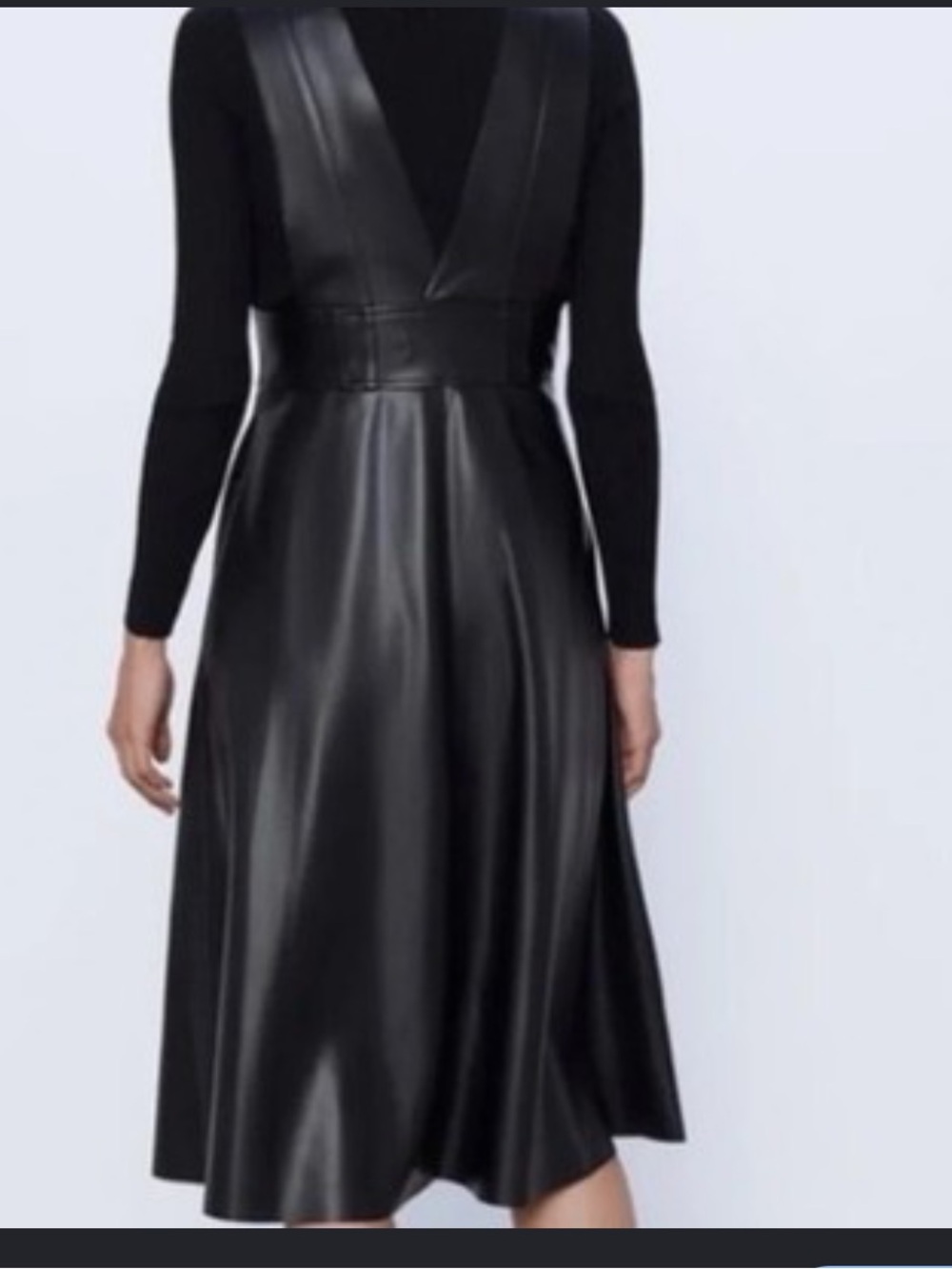Zara Faux Leather Pinafore Midi Dress Jumper - Picture 7 of 8